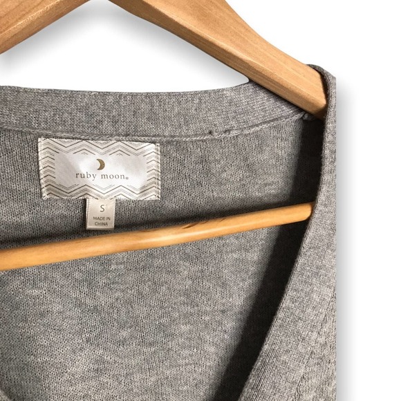 Ruby Moon | Elbow Patch Striped Button Down Cardigan Grey & White - Picture 7 of 10